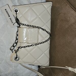 NWT Steve Madden Purse Crossbody Quilted Handbag - BEIGE